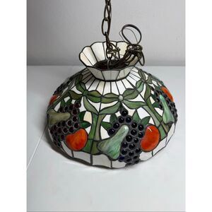 Vintage Stained Glass Fruit Pendant Statement Ceiling Lamp 16” Diameter *Notes